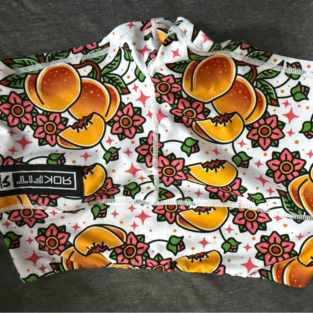 Peach Fruit and Floral Print shorts Rokfit